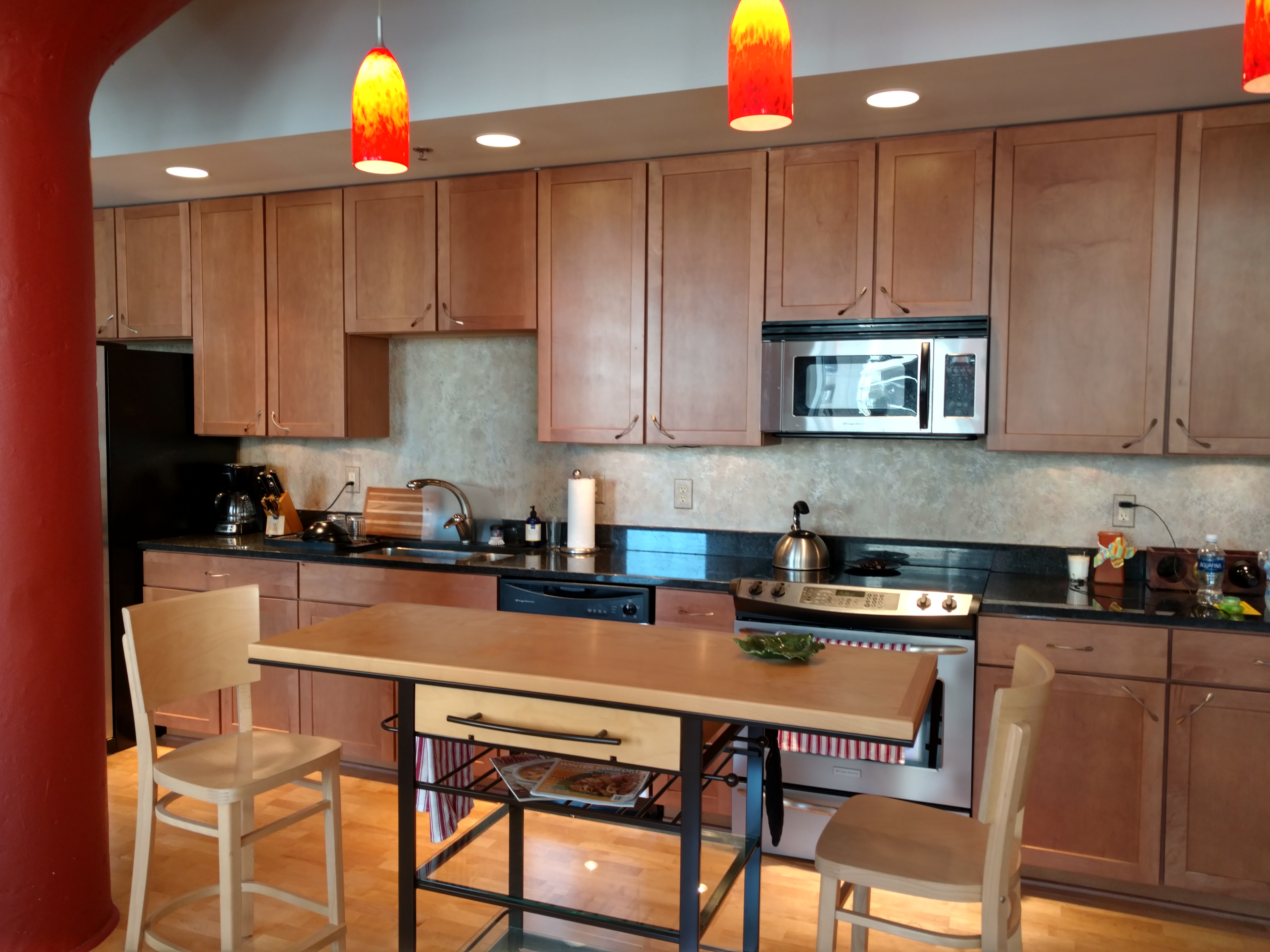 Picture of the kitchen area in Unit 404 in the Arena District Loft condominiums