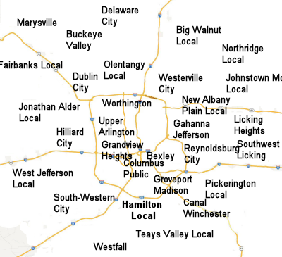 Map of central ohio school districs